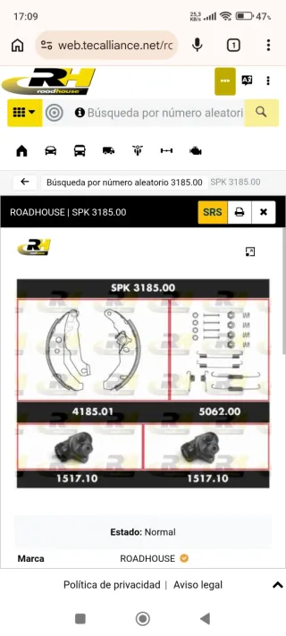 Kit frenos traseros Ford fiesta mk3