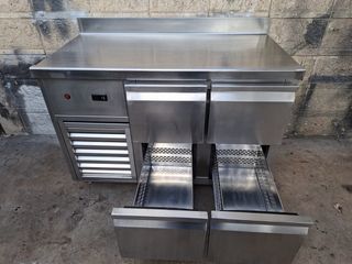 Bajo mostrador acero inox 4 cajones 1,31m