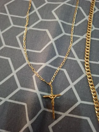 Lote de Cadenas de oro 18ky cruz Todo pesa 14,9 G