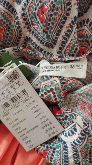 Vestido Springfield Talla M Estampado Bohemio