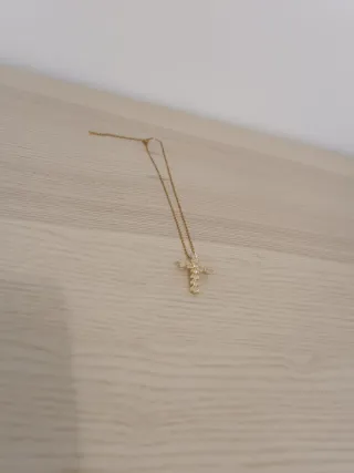 Colgante Cruz Acero Inoxidable Circonitas Dorada