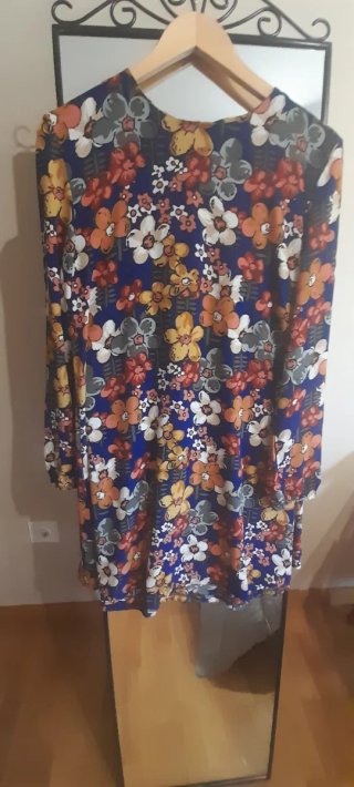 Vestido estampado flores manga larga