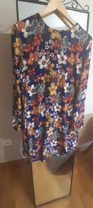 Vestido estampado flores manga larga