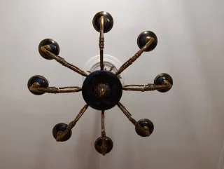 Lámpara de techo araña dorada y azul