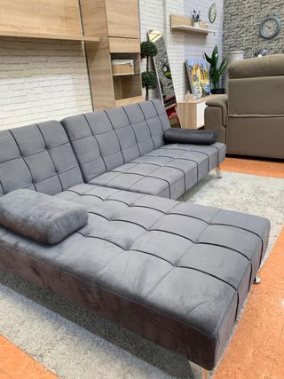 Sofá Cama Chaise Longue Gris 198x146cm