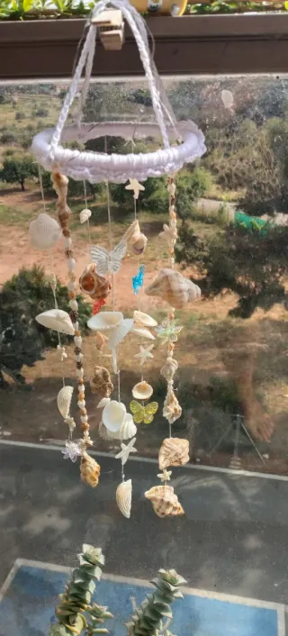 Atrapasueños conchas y abalorios con luces solares