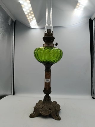 ANTIGUO QUINQUÉ CRISTAL Y METAL
