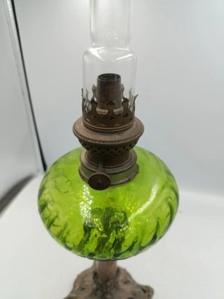 ANTIGUO QUINQUÉ CRISTAL Y METAL