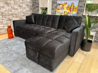 Sofá Cama Chaise Longue con Arcón 210cm Negro