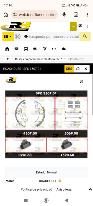 Kit de freno trasero Ford escort mk5/orion
