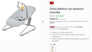 Trona, silla y mecedora para bebé