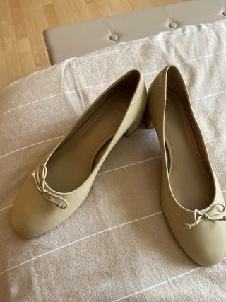 Manoletinas Mango Beige Talla 39