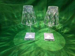 2 Lampade Tavolo Cristallo Effetto LED