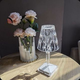 2 Lampade Tavolo Cristallo Effetto LED