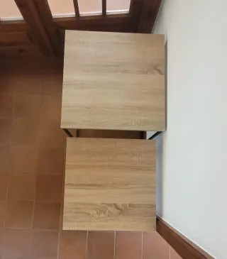 Conjunto 2 Mesas Auxiliares Madera y Metal