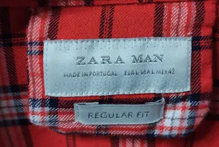 Camisa Zara Man cuadros roja Talla L