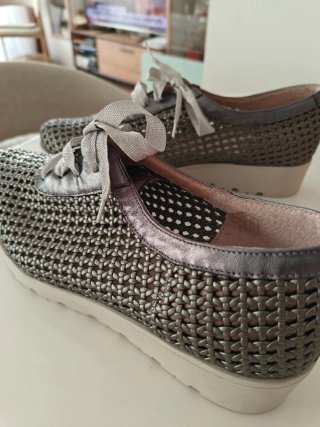Zapatillas mujer talla 41 grises y plateadas
