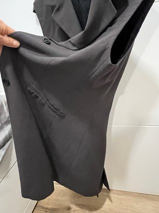 Chaleco Zara Sastre Largo Gris