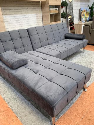 Sofá Cama Chaise Longue Gris 198x146cm