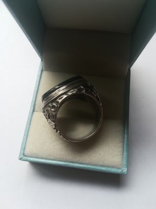 Anillo Plata Antiguo Negro Ovalado