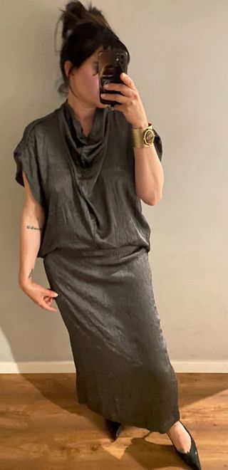 Vestido Zara Gris Dorado