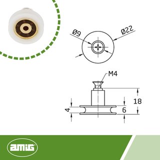 Rodamiento angular nylon para mampara ducha