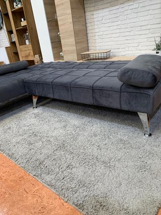 Sofá chaise longue gris 198x146cm