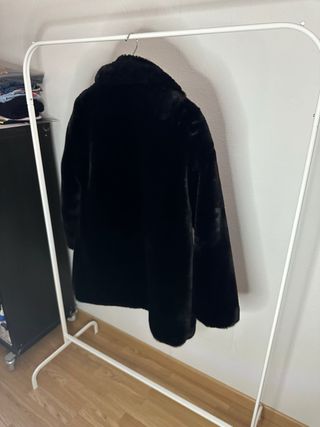 Abrigo Pelo Sintético Zara Mujer Negro Talla M