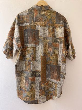 Camisa Vintage Estampado Abstracto Manga Corta