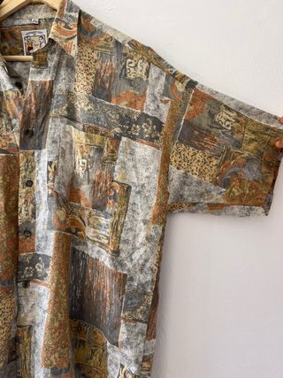 Camisa Vintage Estampado Abstracto Manga Corta