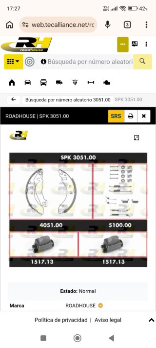 Kit de frenos trasero ford escort mk3