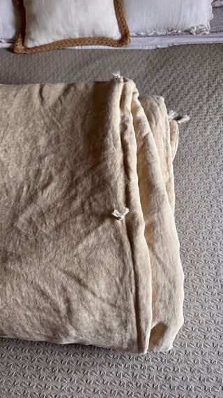 Edredón Lino Zara Home Beige/Blanco