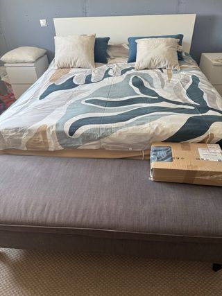 Banco Baúl Stocksund Ikea Gris con funda nueva sin