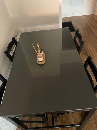 Comedor alto 4 sillas cristal y madera