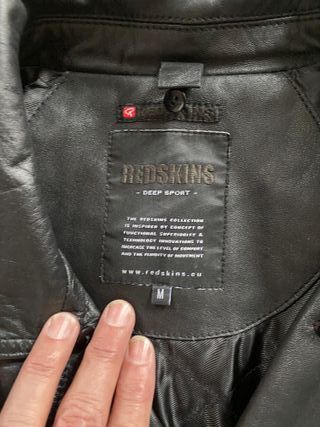 Chaqueta Biker Redskins Piel Negra con Cinturón