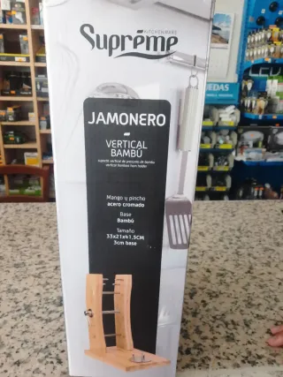 Jamonero Vertical Supreme Bambú y Acero