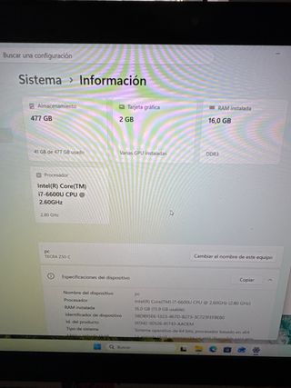 Portátil Toshiba Tecra i7 6600U