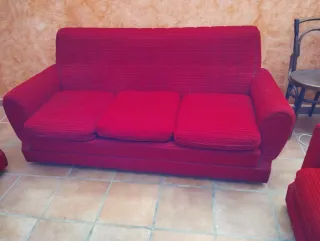 Conjunto Sofás Terciopelo Rojo