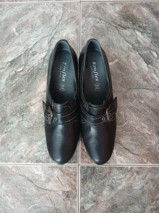 Zapatos Eroflex Piel Mujer Negros Talla 41.