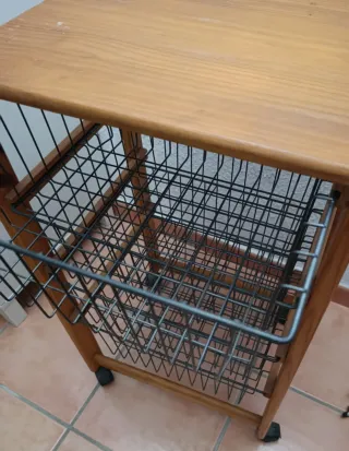 Carrito Cocina Metálico-Madera con Ruedas