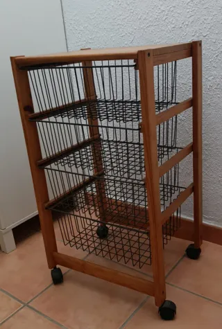 Carrito Cocina Metálico-Madera con Ruedas