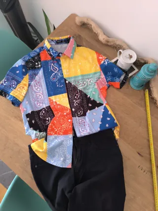 Camisa Patchwork Manga Corta