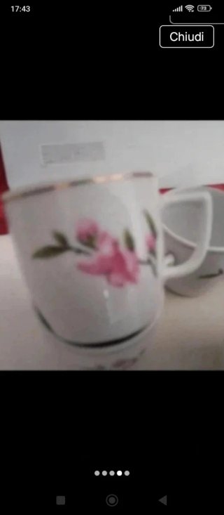 Lotto 14 tazzine caffè bordo oro e fiori