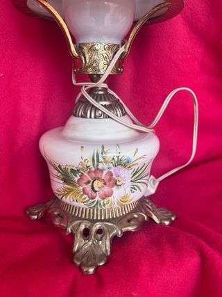 Quinque antigua porcelana y bronce