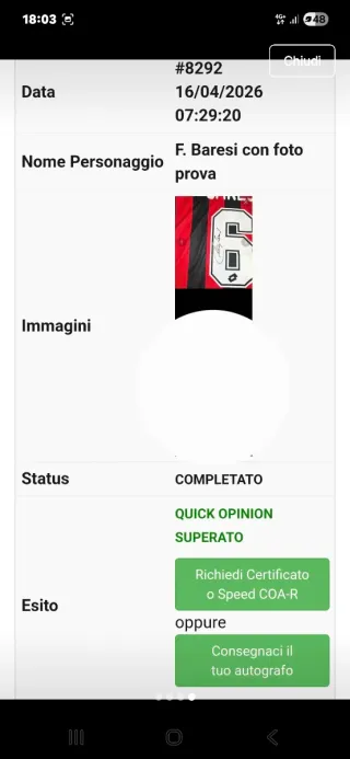 Maglia Baresi N.6 Milan autografata Pre COA