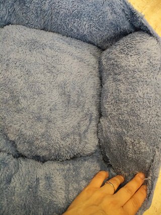 Cama para perro/gato azul suave