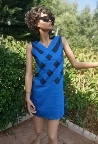 Vestido Skunkfunk Azul Eléctrico Retro Talla S