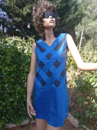 Vestido Skunkfunk Azul Eléctrico Retro Talla S
