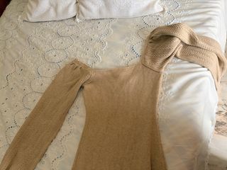 Vestido beige punto old money