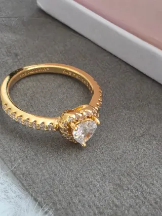 Anillo Pandora Corazón Baño Oro 14k